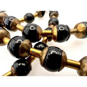 Vintage Linda Joslin Modernist Black Onyx & Gold Vermeil Necklace